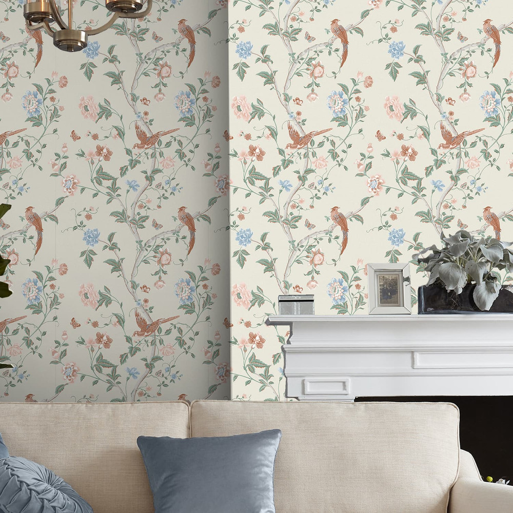 Laura Ashley Summer Palace Sage and Apricot Wallpaper