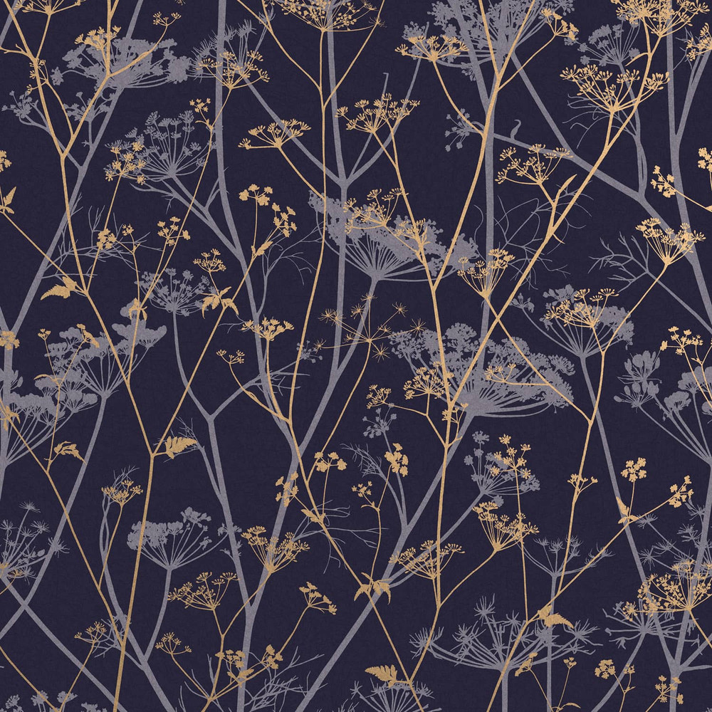 Wild Chervil Blackberry & Gold Wallpaper by Clarissa Hulse