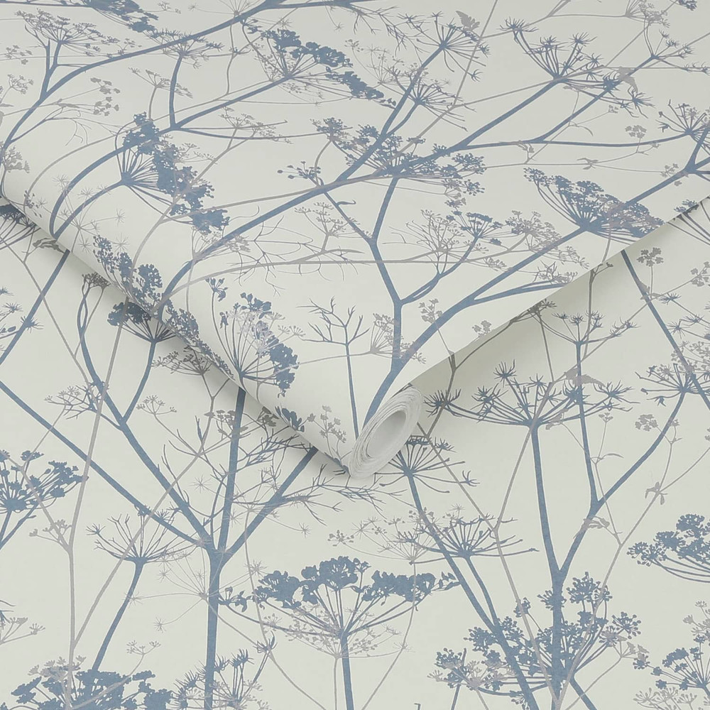 Wild Chervil Dove and Silver Wallpaper