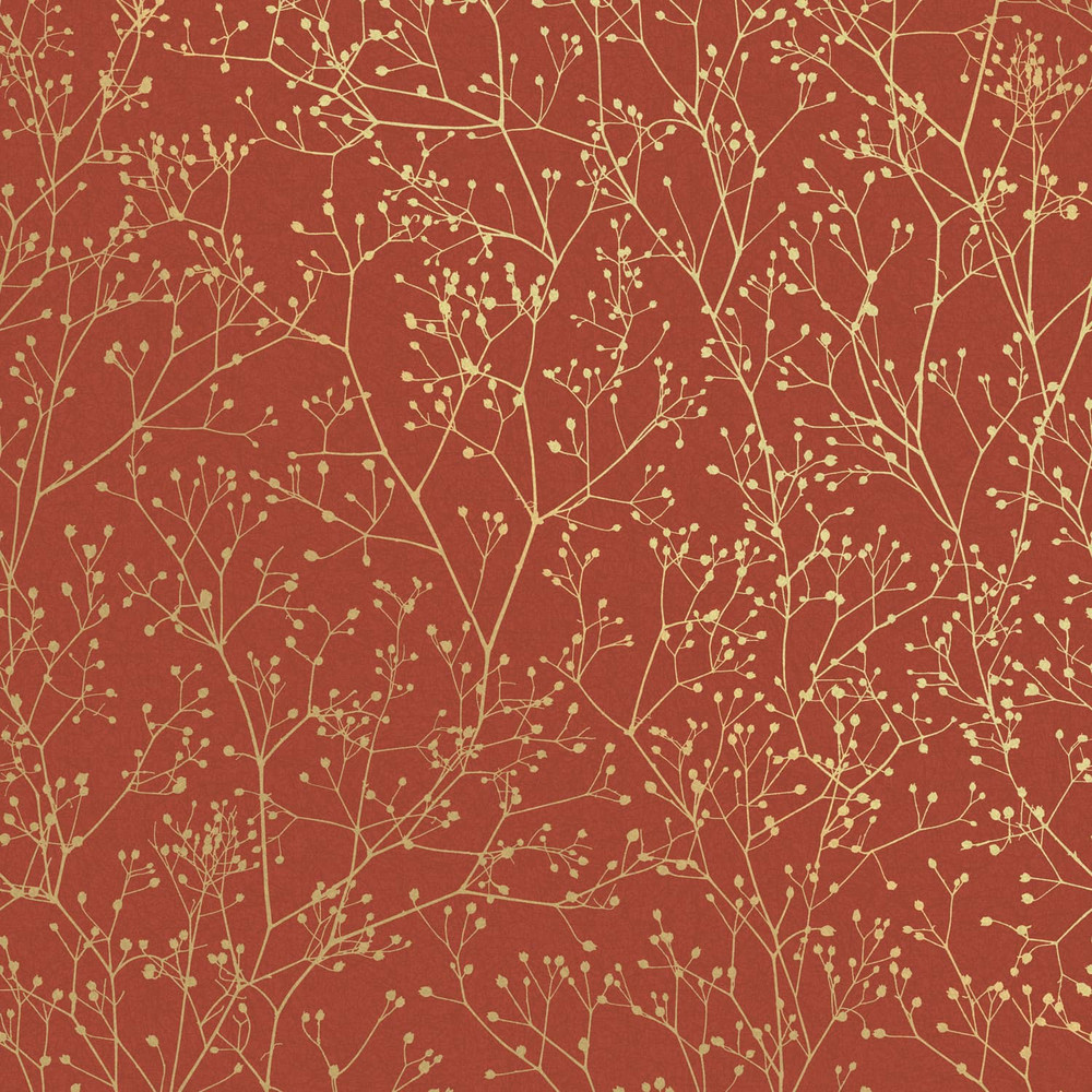 Gypsophila Paprika & Gold Wallpaper