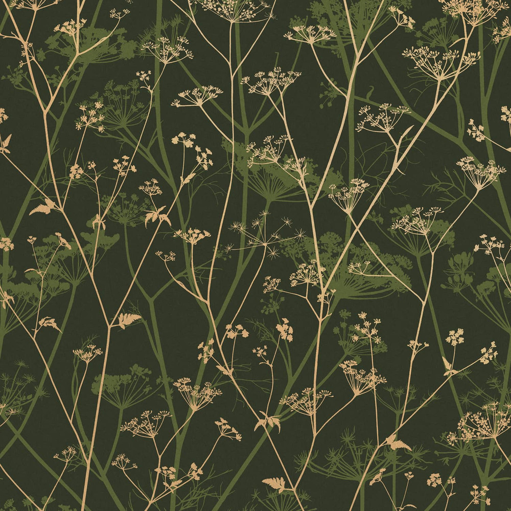 Wild Chervil Sage & Gold Wallpaper by Clarissa Hulse