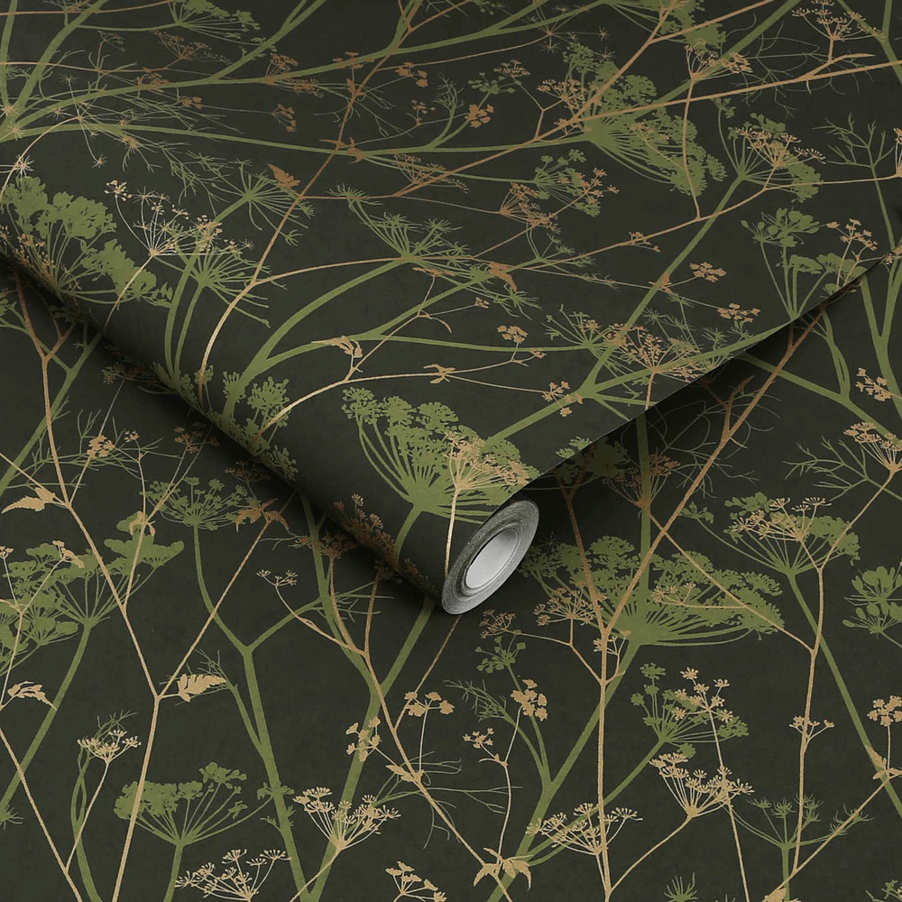 Wild Chervil Sage & Gold Wallpaper by Clarissa Hulse