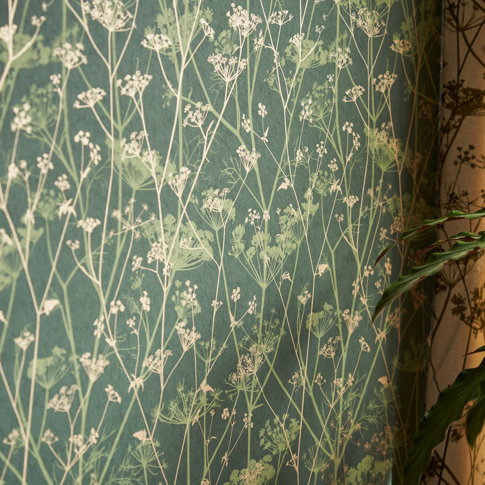 Wild Chervil Sage and Gold Wallpaper