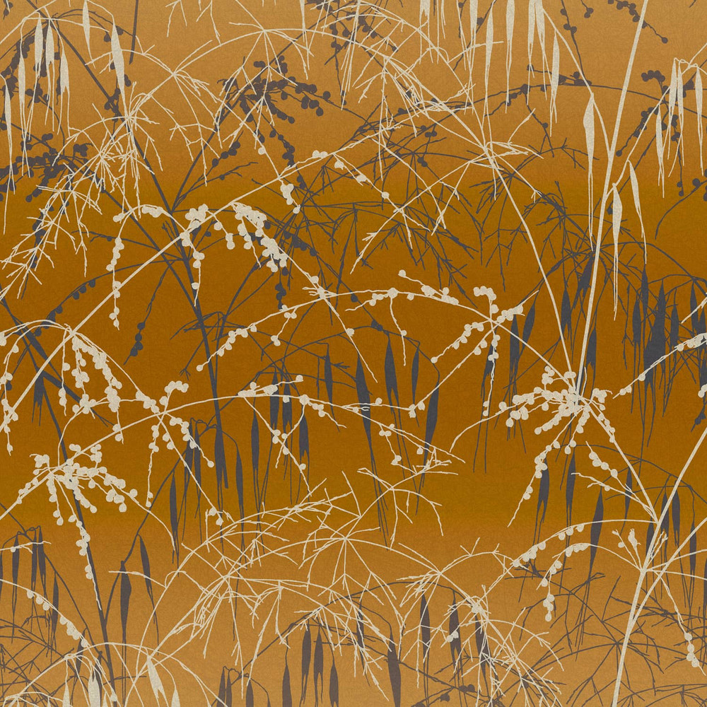 Meadow Grass Yellow Ochre and Soft Gold Wallpaper