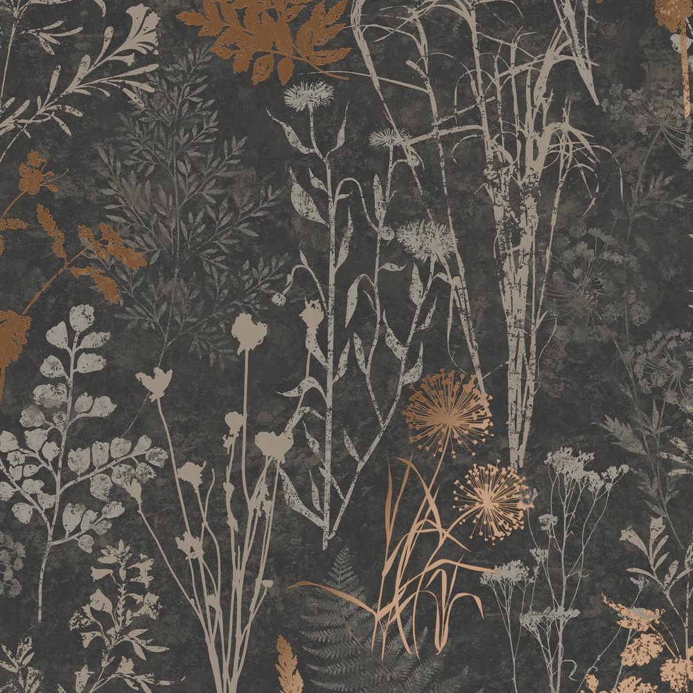 Organics Black And Copper Wallpaper