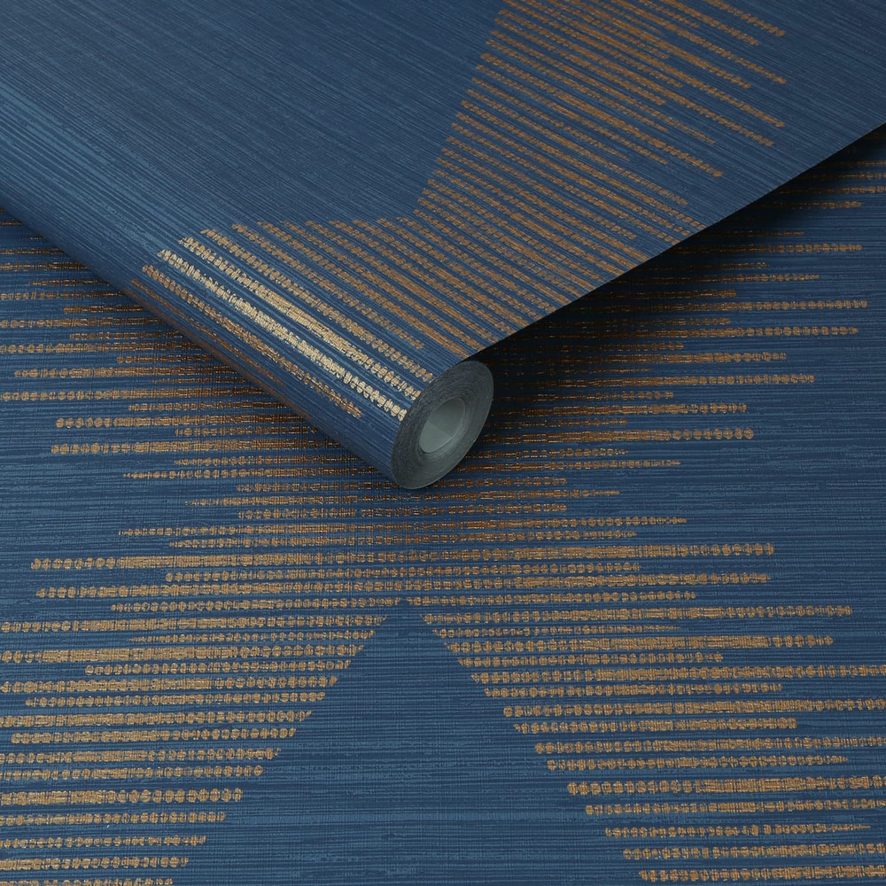 Serenity Geo Navy And Copper Wallpaper