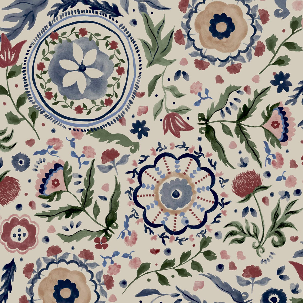 Joules Festival Flowers Antique White Wallpaper