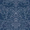 Laura Ashley Silchester Midnight Seaspray Blue Wallpaper