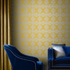 Asian Lattice Saffron Wallpaper