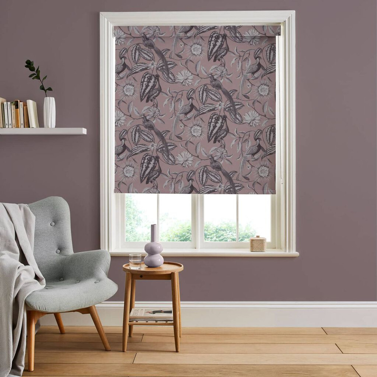 Amherst's Garden Mulberry Roller Blind