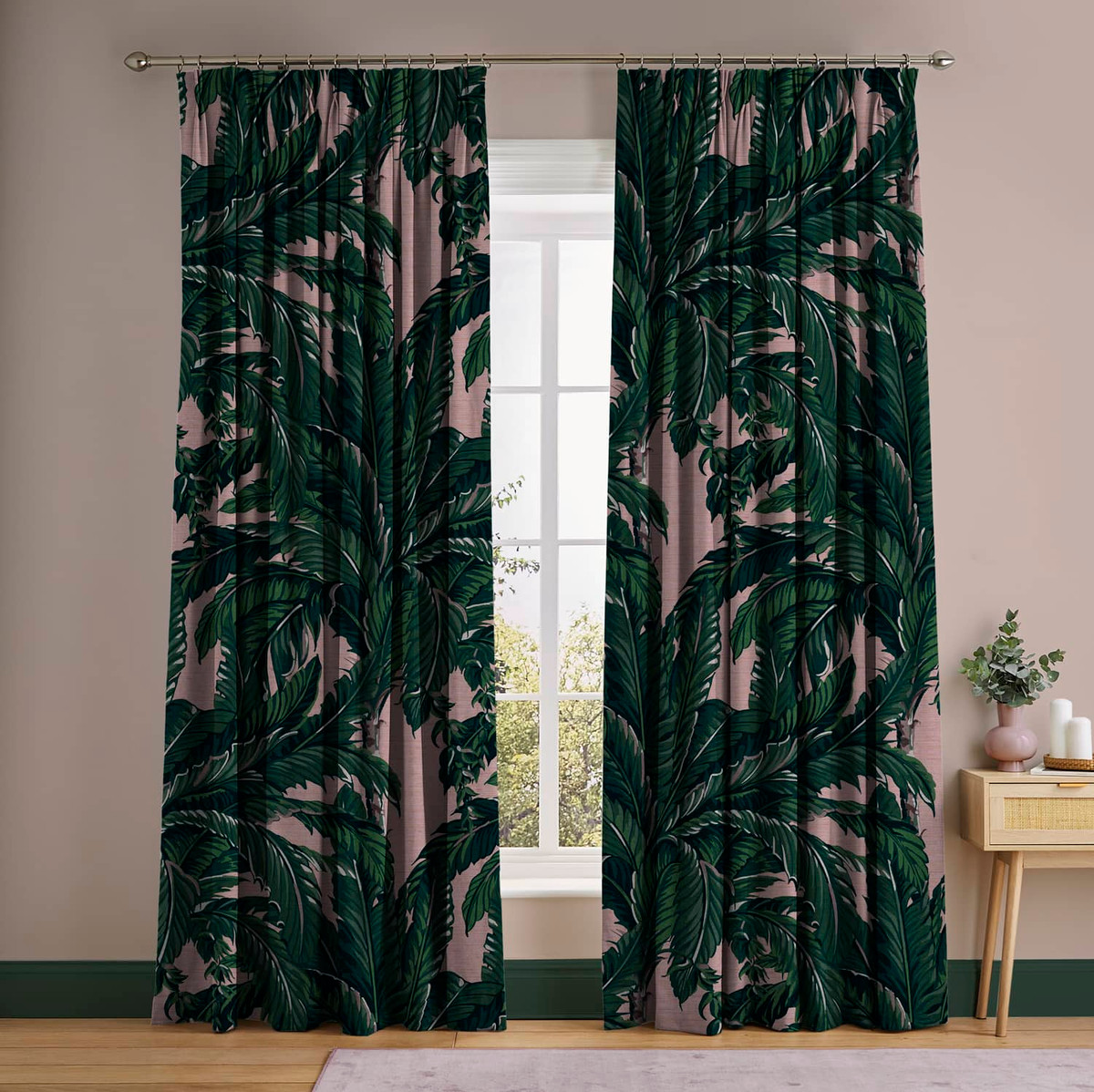 Daintree Palm Blush Curtains