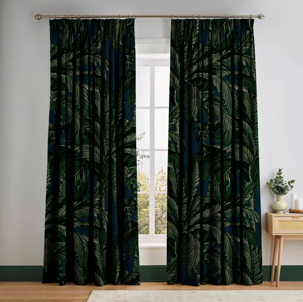 Daintree Palm Midnight Curtains