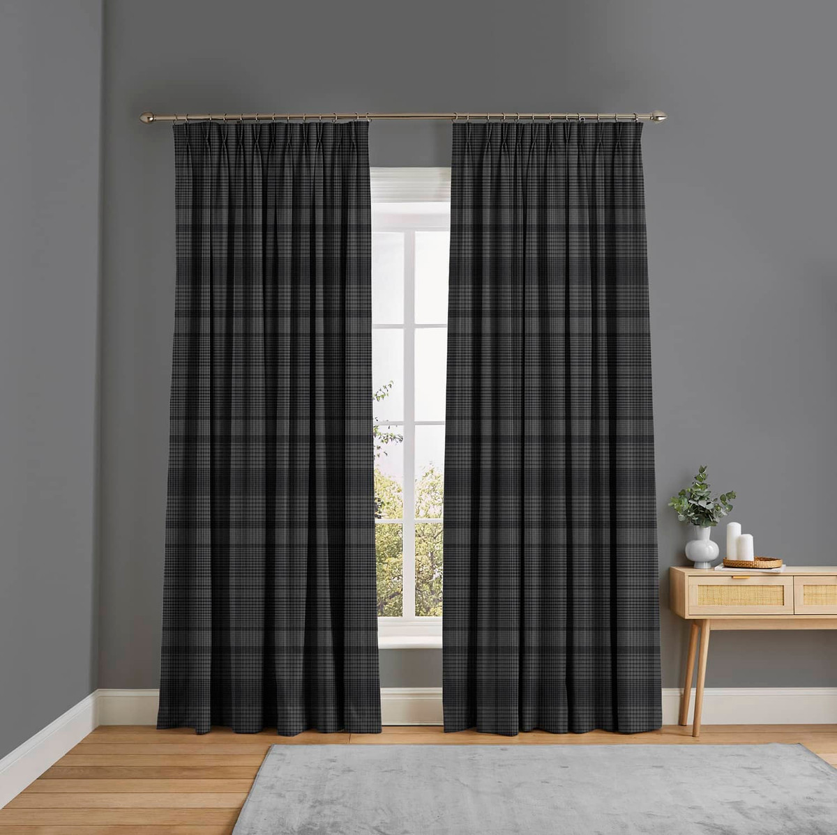 Heritage Plaid Charcoal  Curtains