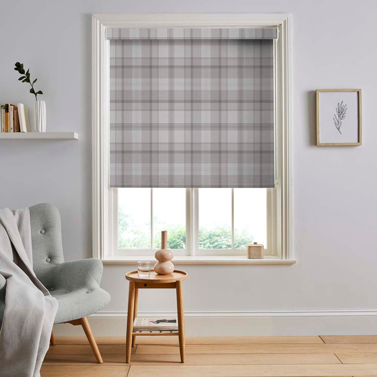 Heritage Plaid Rollvorhang Grau