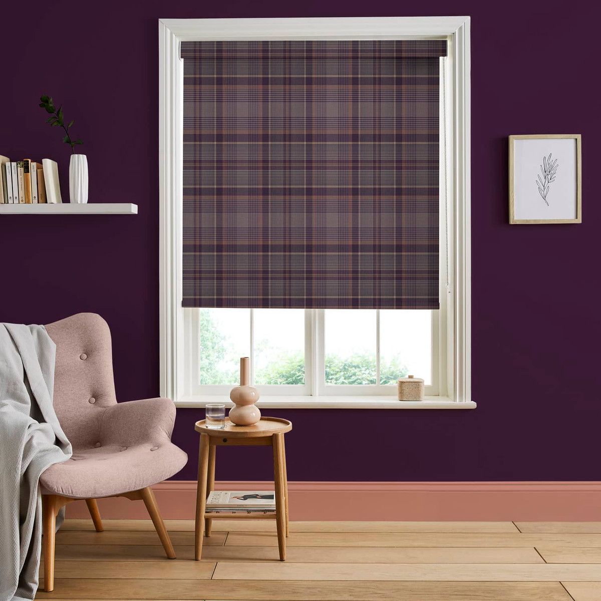 Heritage Plaid Plum Roller Shade