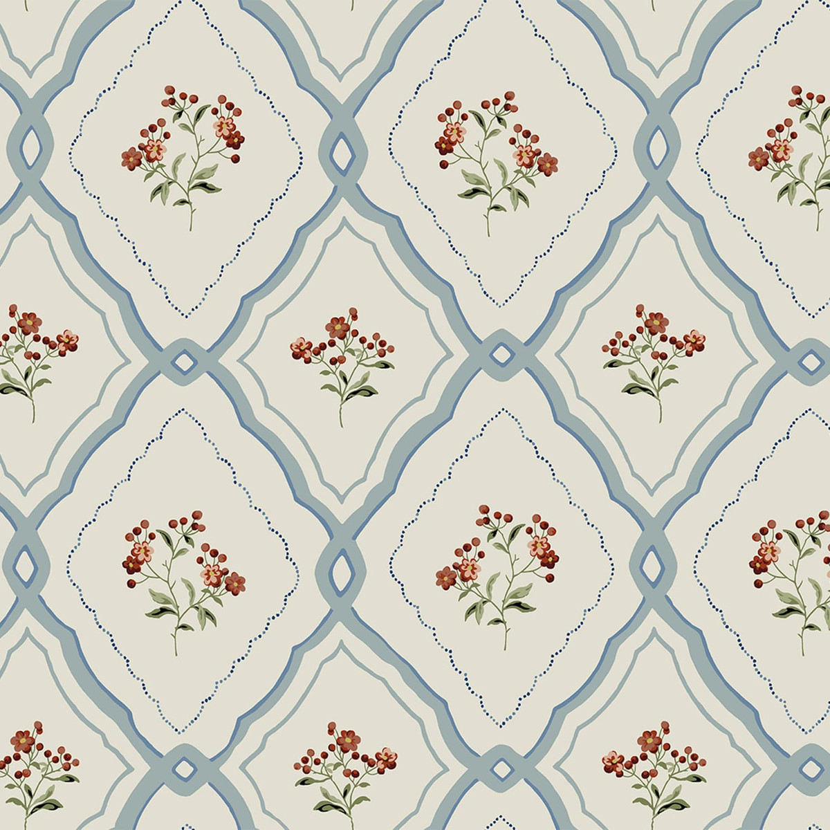 Laura Ashley Pinford Trellis Pale Seaspray Blue Wallpaper