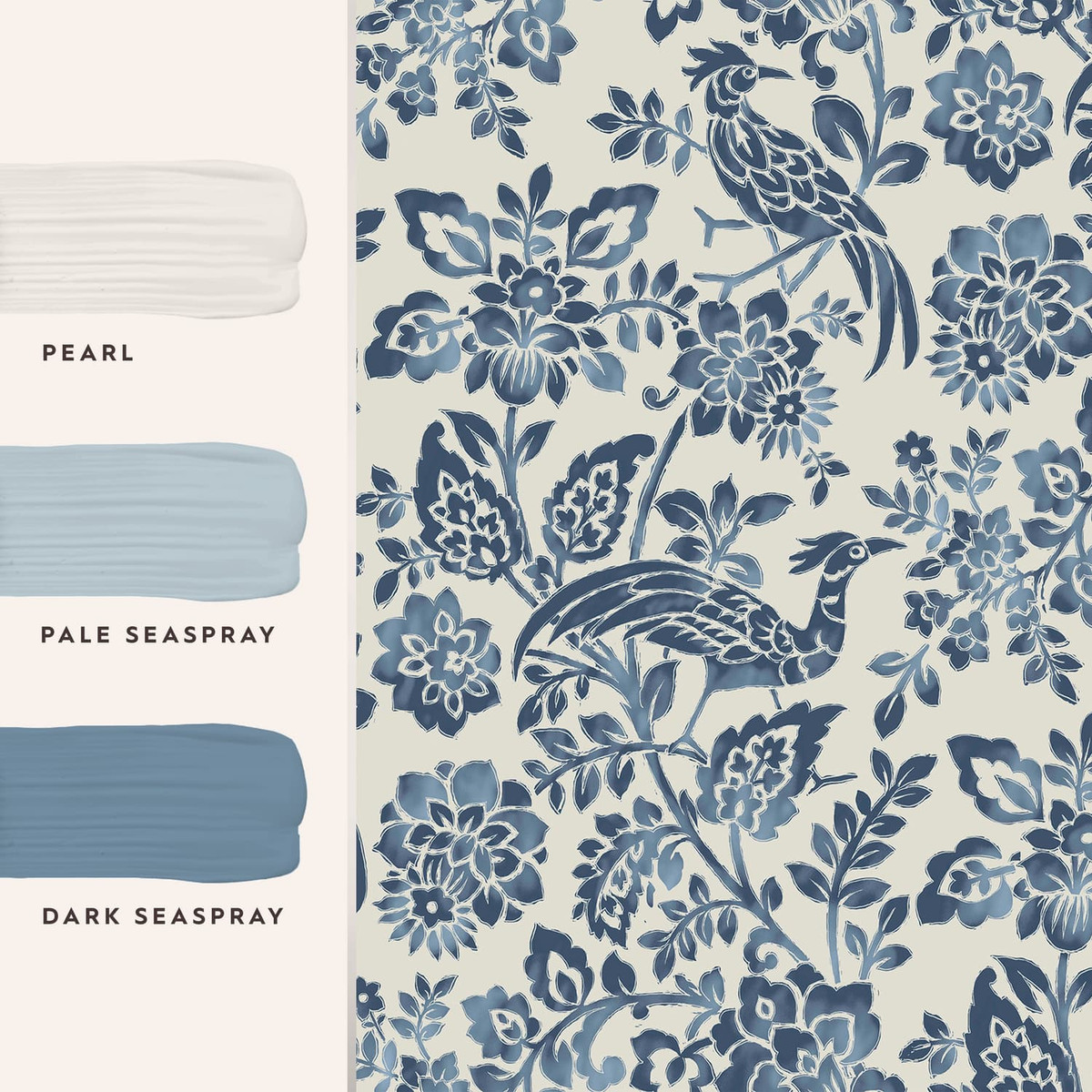 Laura Ashley Adain Palace Dark Seaspray Blue Wallpaper