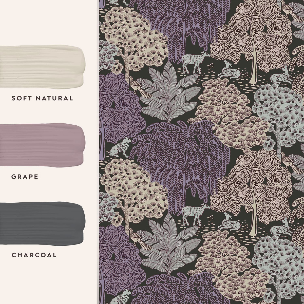 Laura Ashley Garwood Grove Violet Grey Wallpaper