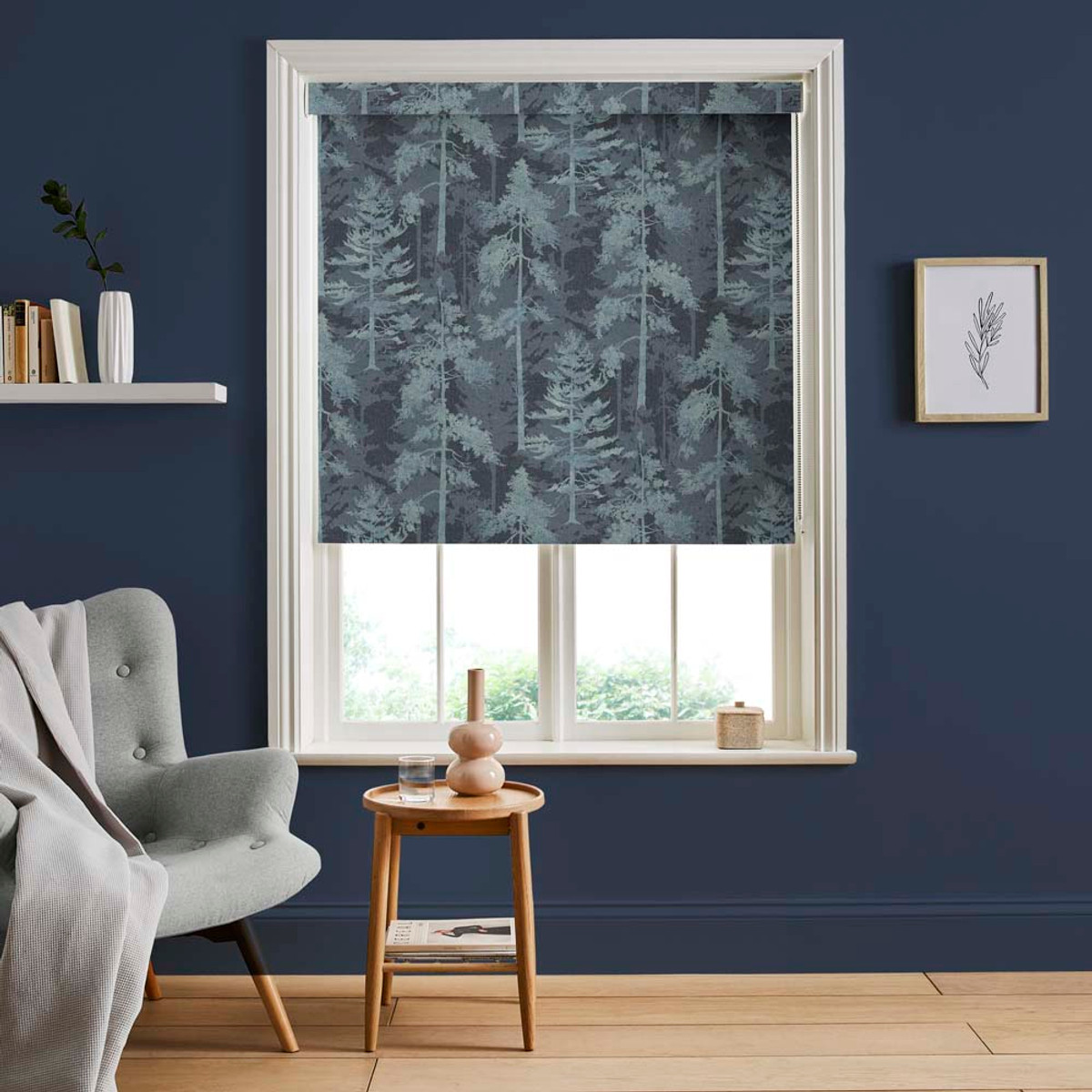 Norse Forest Soft Navy  Roller Shade