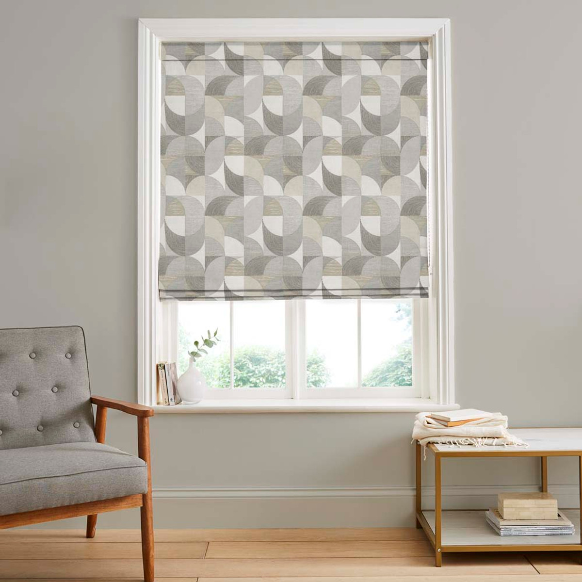 Stitch Craze Taupe Roman Shade