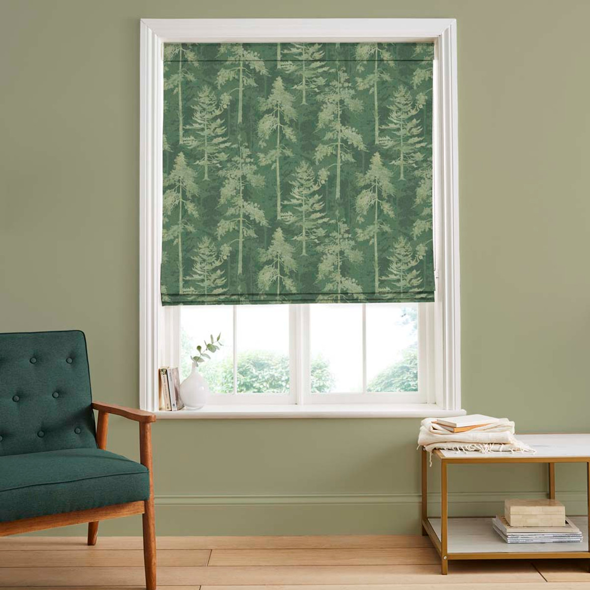 Norse Forest Soft Emerald Roman Blind