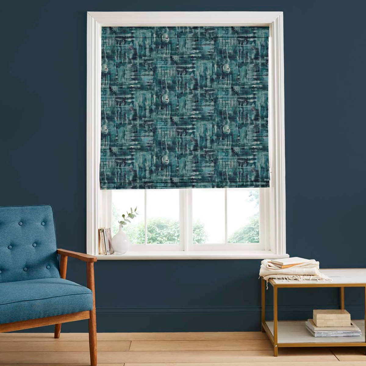 Reecho Teal Roman Shade