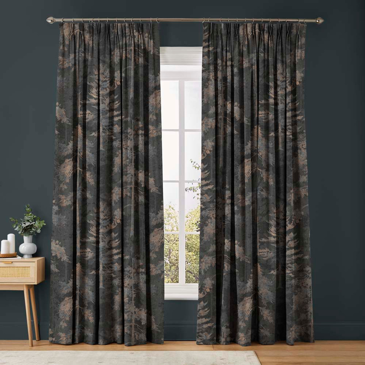 Norse Forest Soft Black Curtains