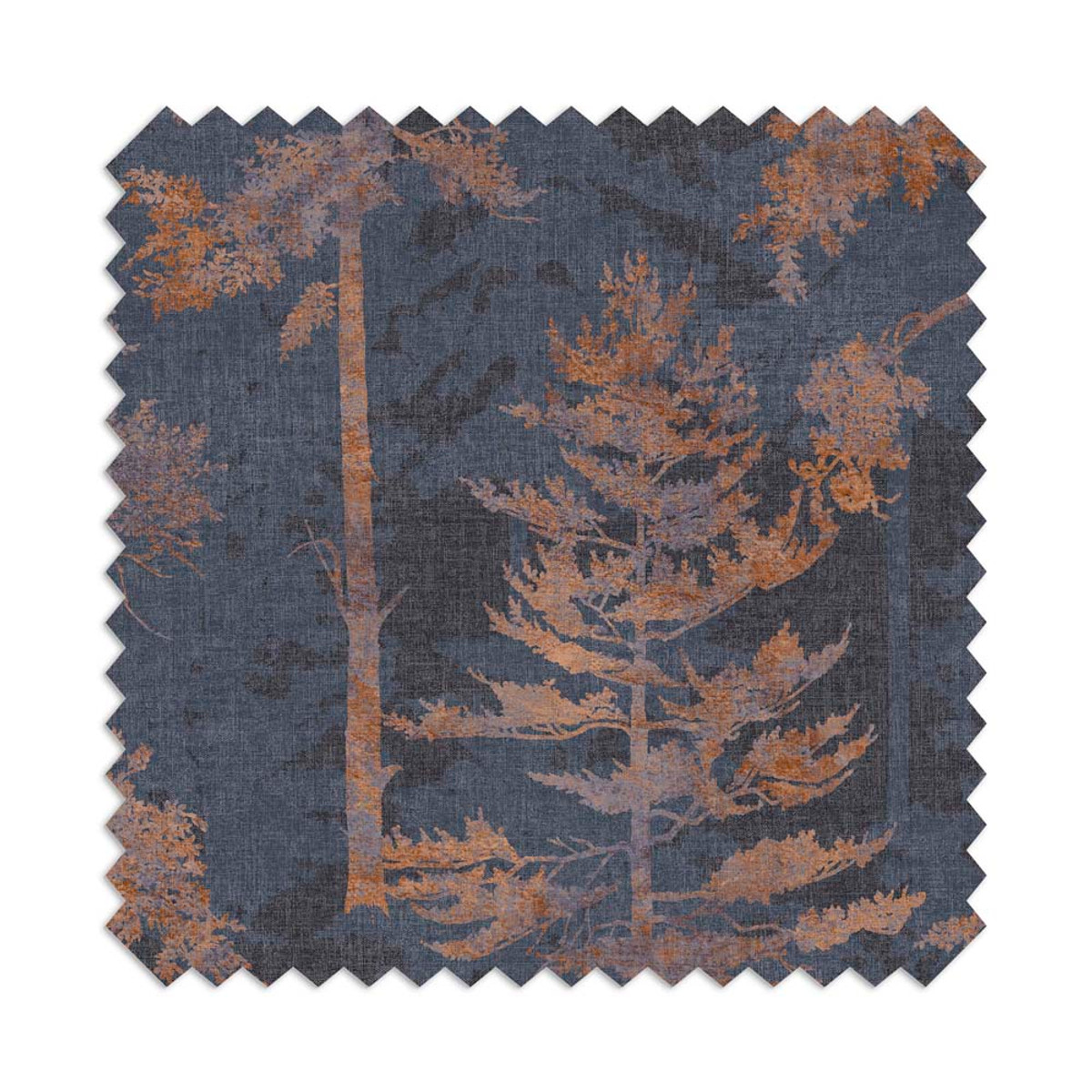 Norse Forest marineblauw met schorsgrijs gordijnen