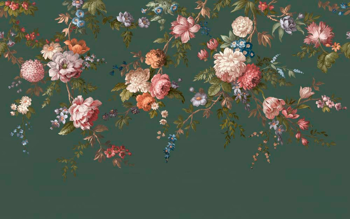 Hague Fleurs Teal Bespoke Mural 