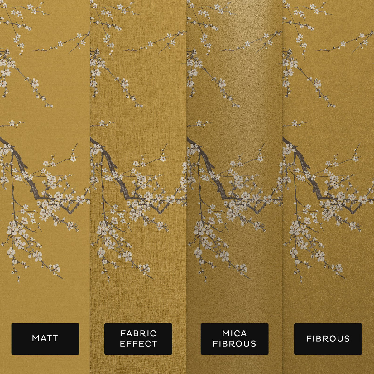 Papier peint panoramique sur mesure Sakura curcuma