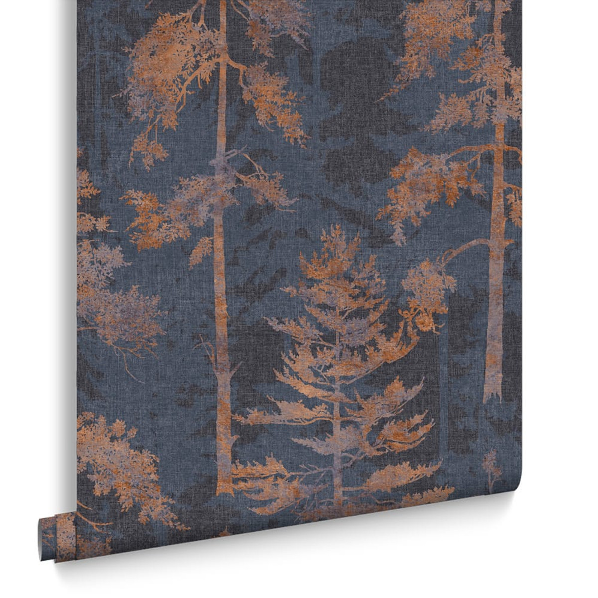 Norse Forest marineblauw en schorsgrijs behang