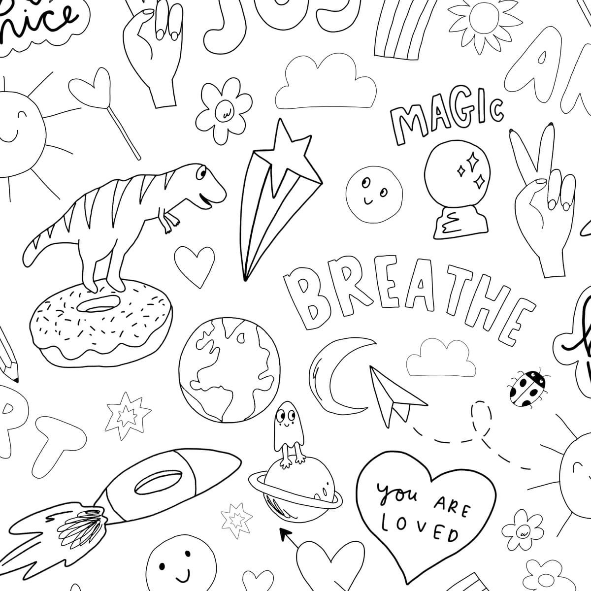 Sticker Doodle Mono Wallpaper