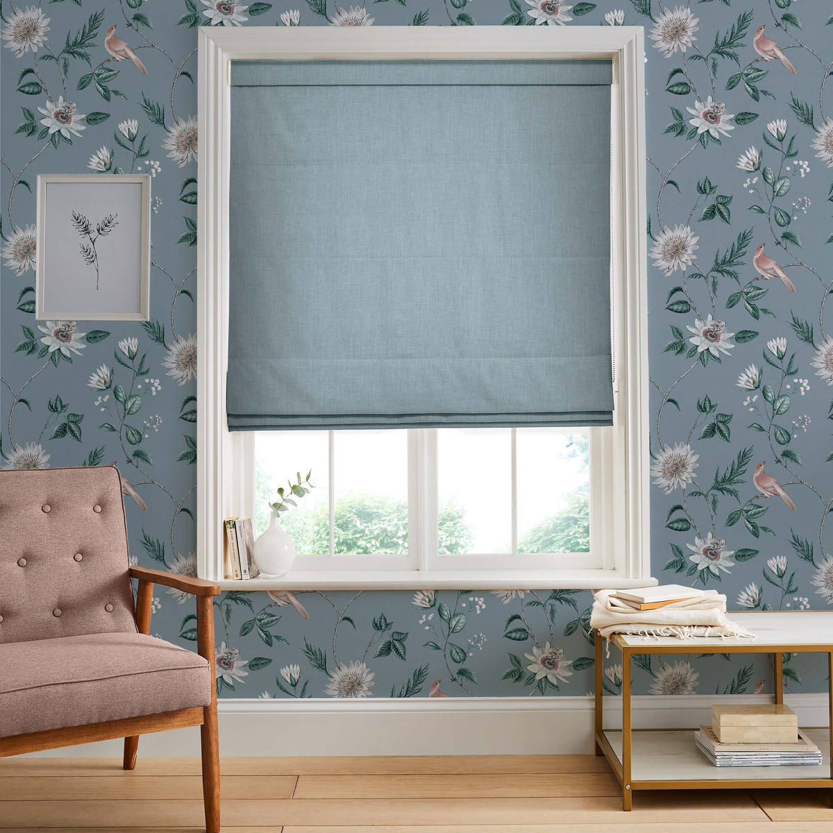 Campanile Pale Blue Roman Blind