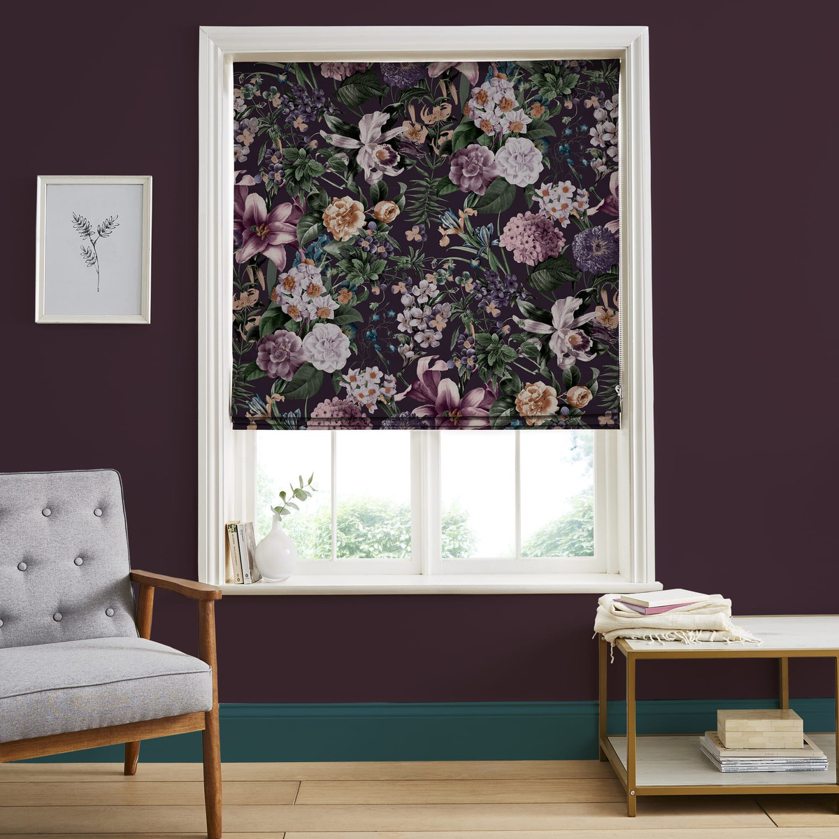 Glasshouse Flora Amethyst Roman Blind