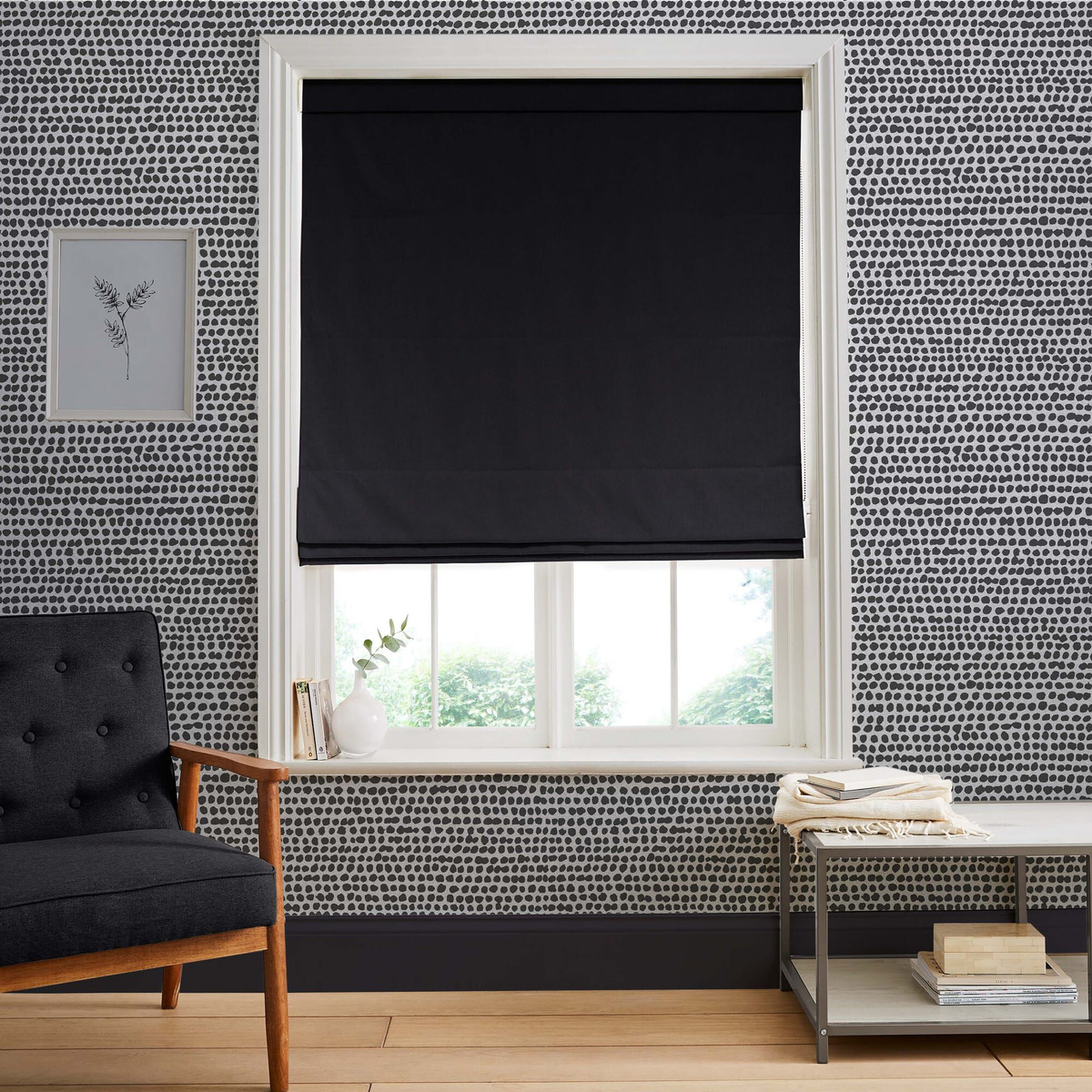 Opulence Black Roman Blind