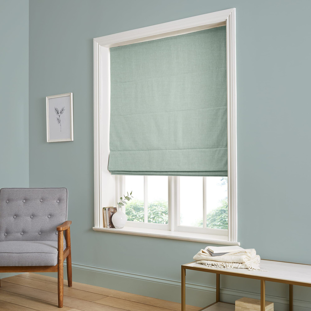 Wallace Spring Green Roman Blind