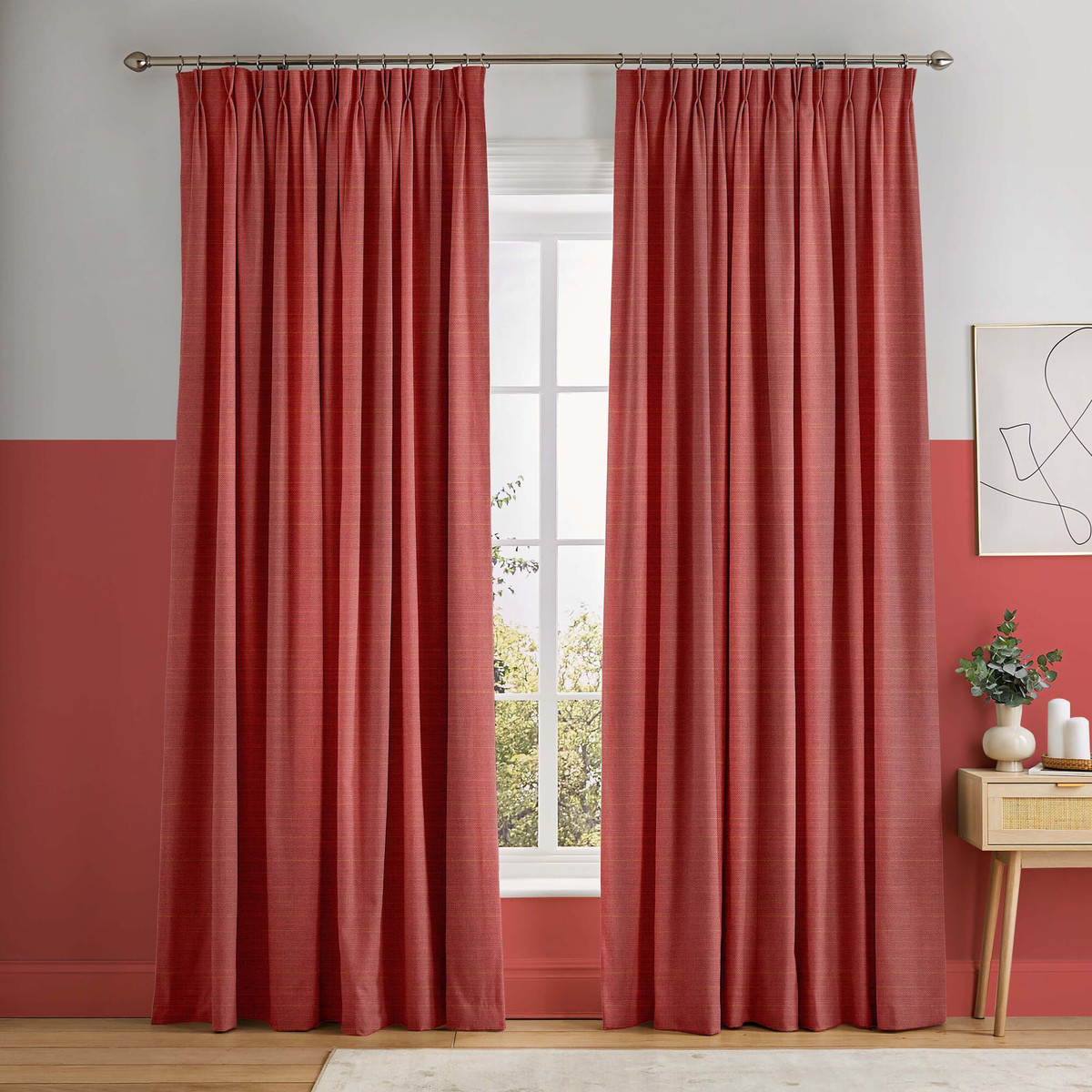 Palm Deep Coral Curtains