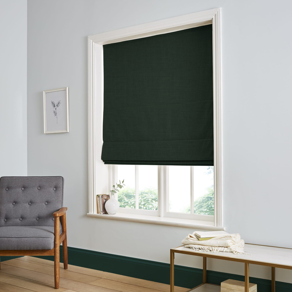 Wallace Forest Green Roman Blind