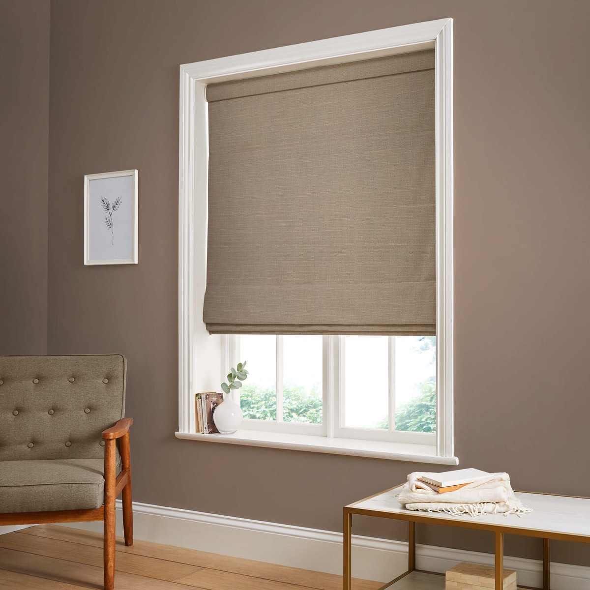 Palm Rose Gold Roman Blind