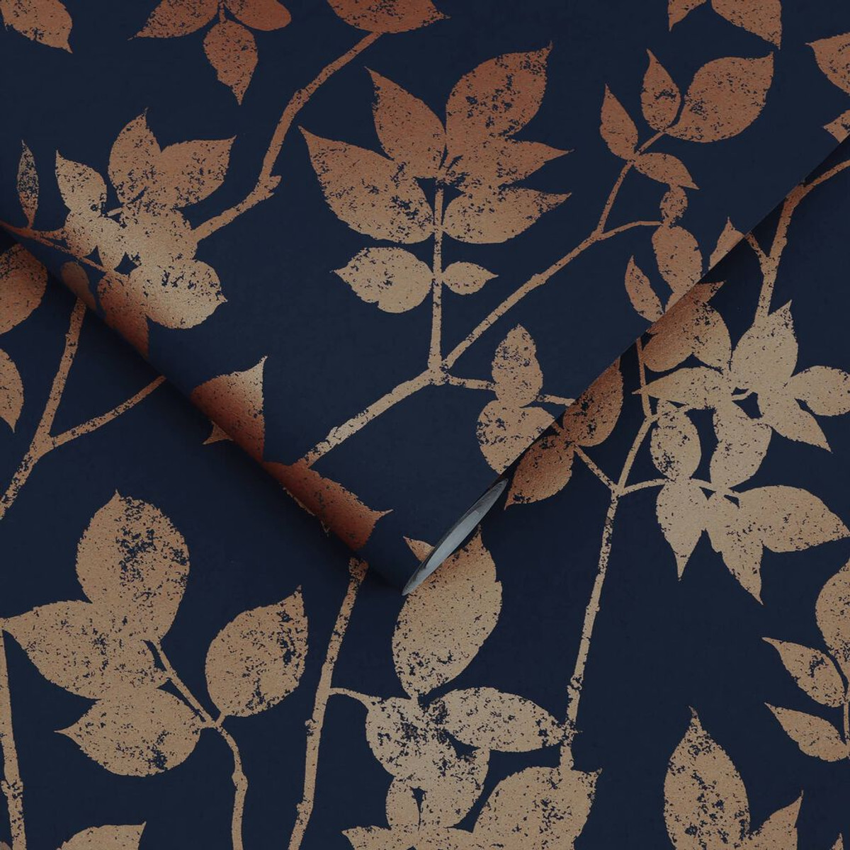 Luna Navy & Copper Wallpaper