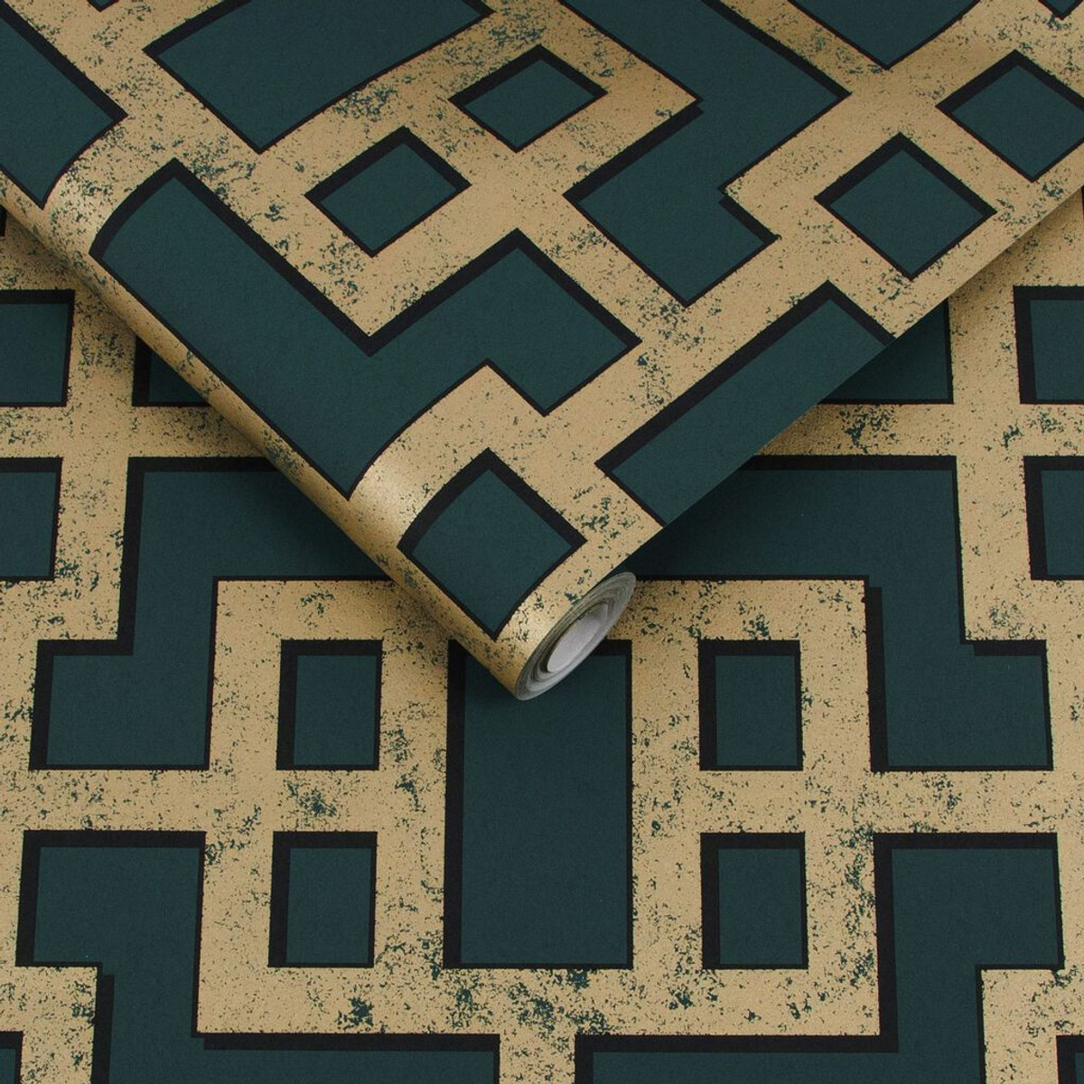 Rendo Green & Copper Wallpaper