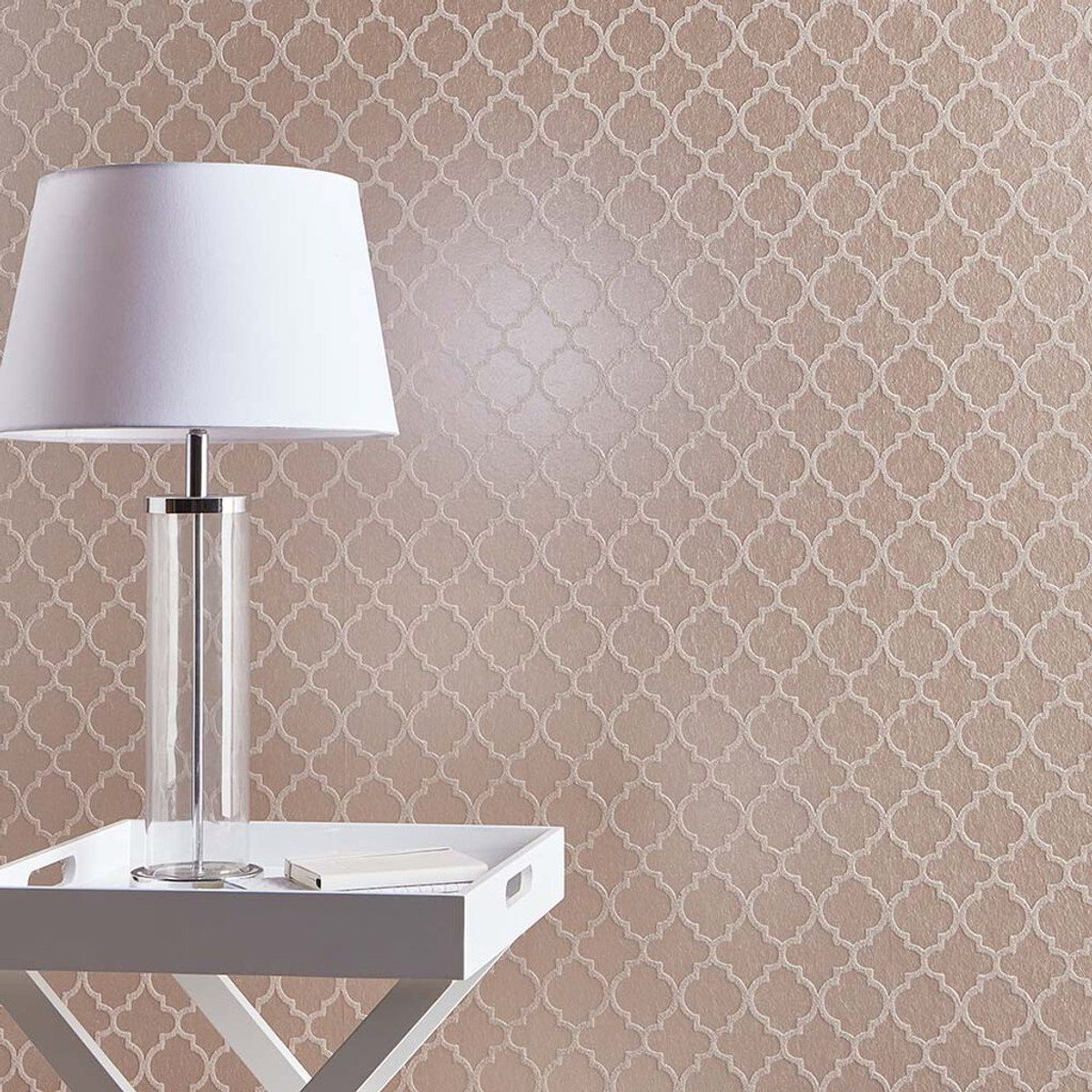 Trelliage Bead Rose Gold Wallpaper