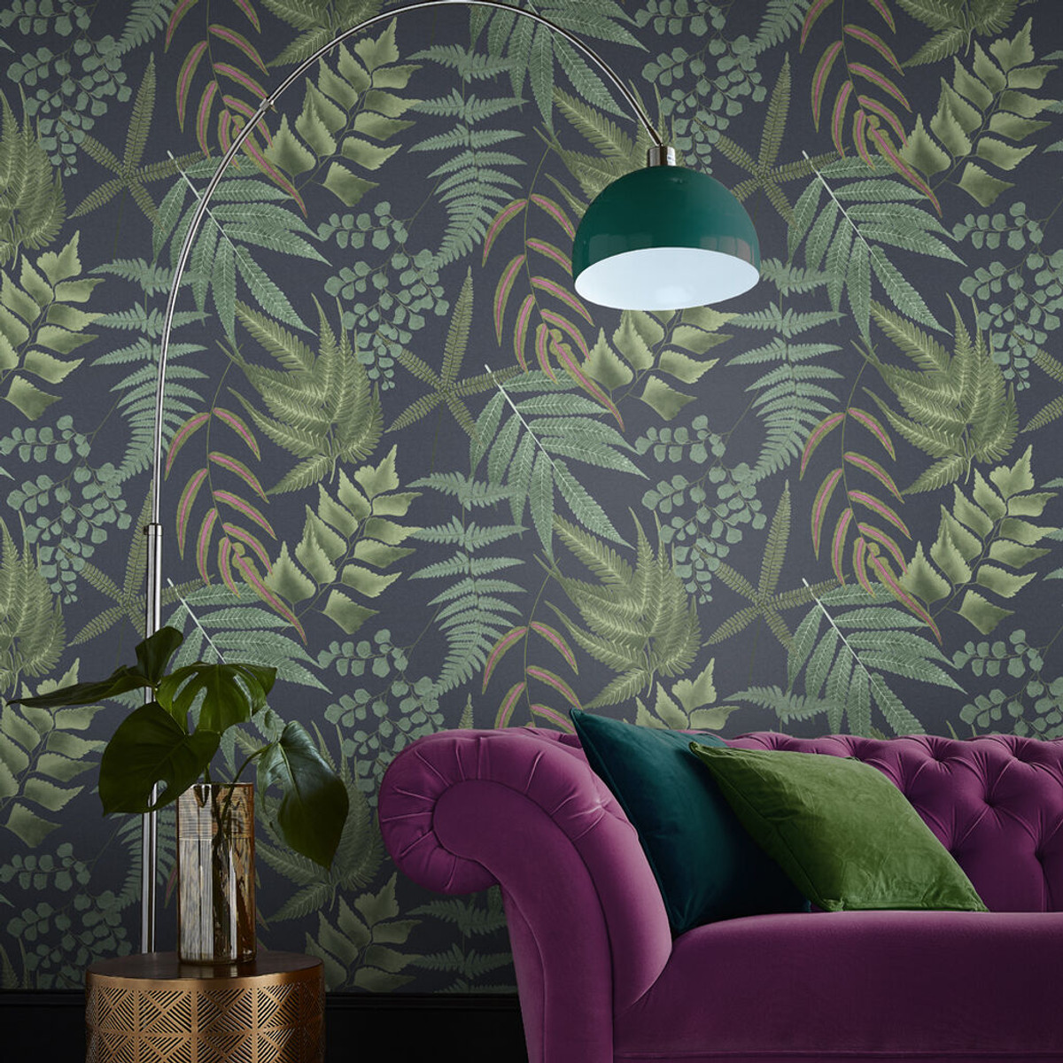 Midsummer Fern Navy Wallpaper