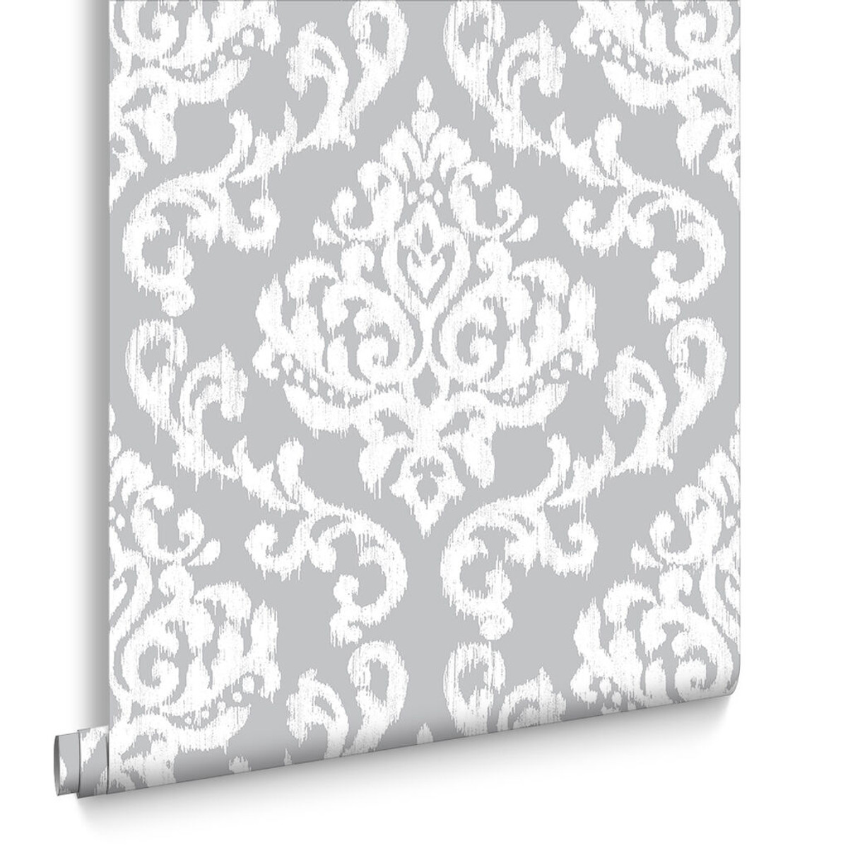 Indian Ink Damask Grey Mist Wallpaper