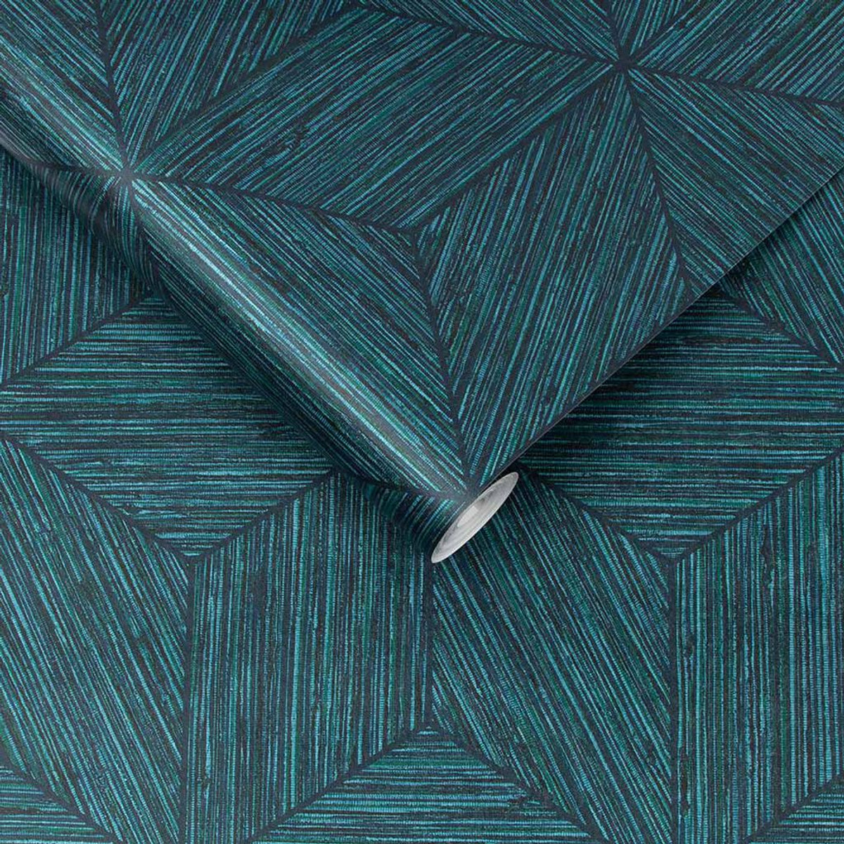 Grasscloth Geo Teal Wallpaper