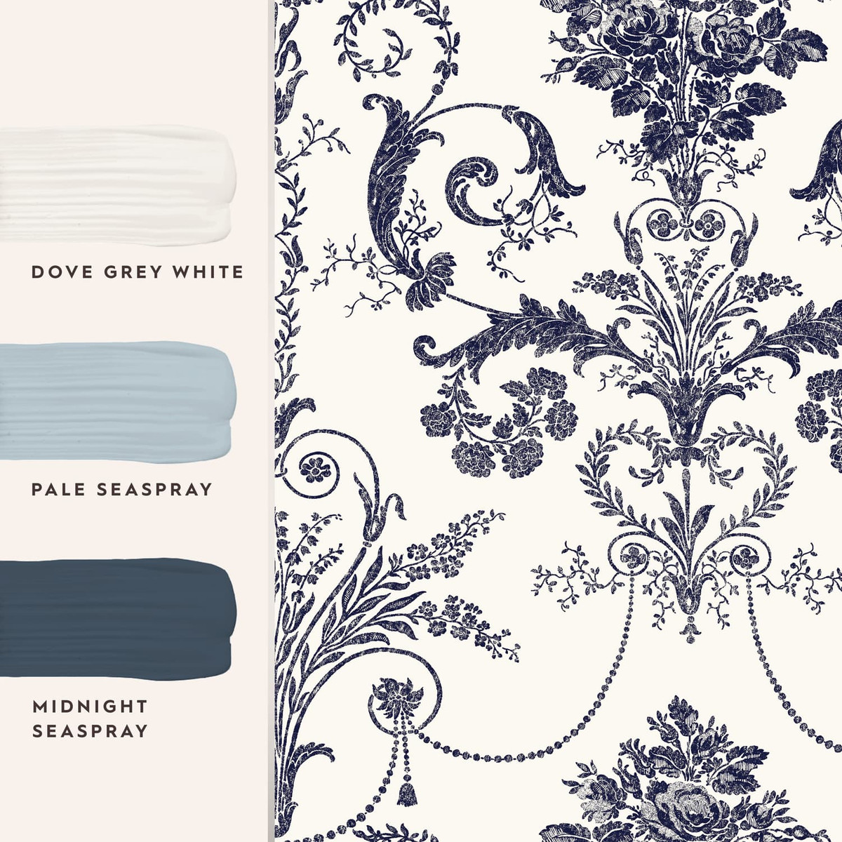 Laura Ashley Josette Off White & Midnight Wallpaper