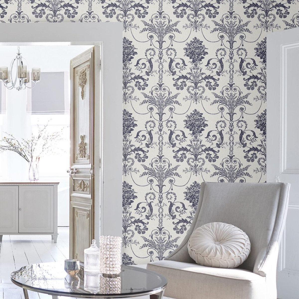 laura ashley josette off white & midnight wallpaper