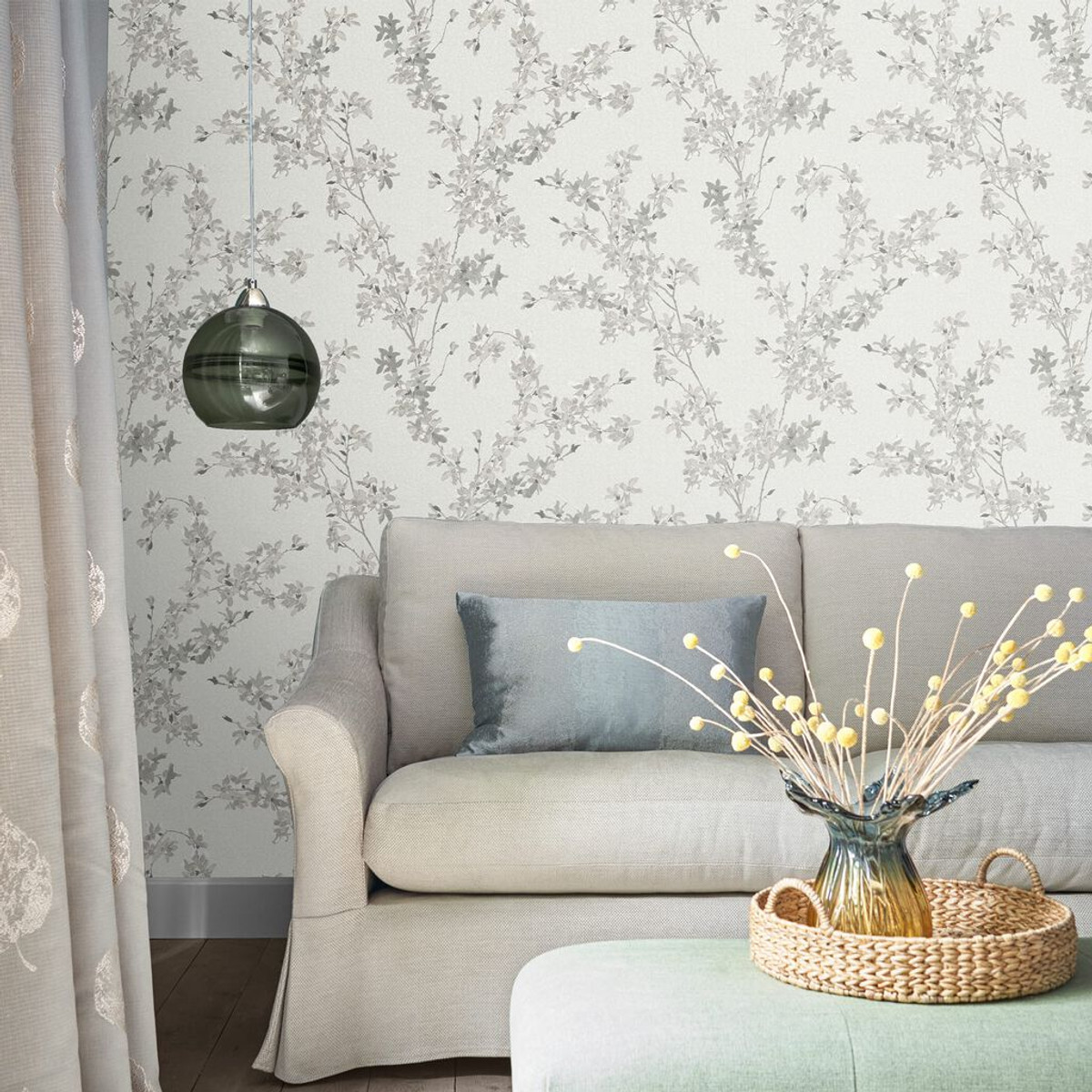 laura ashley forsythia steel wallpaper