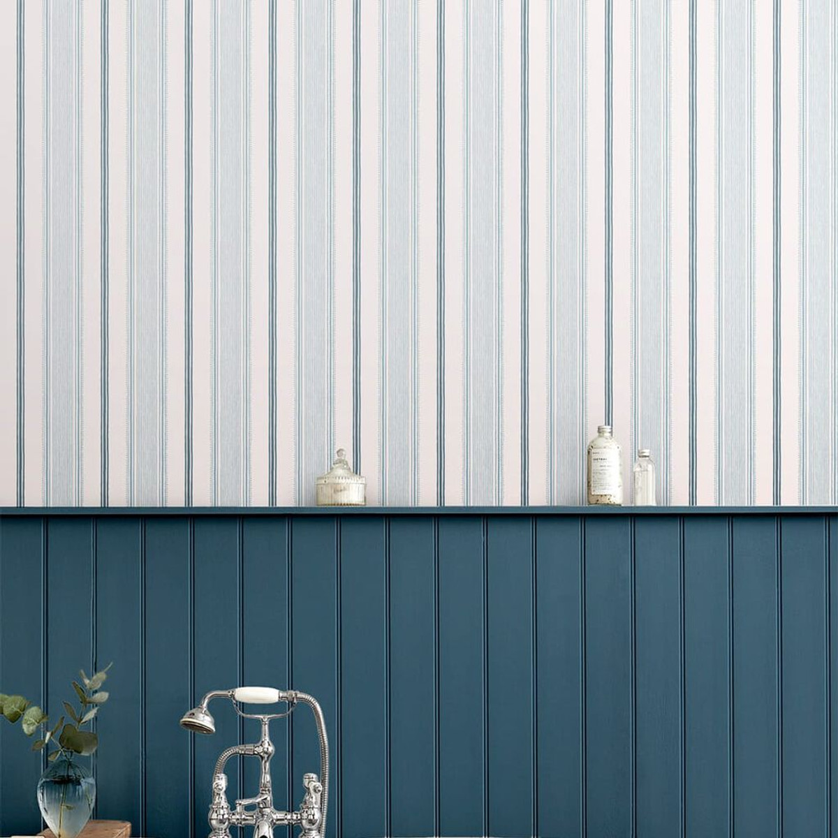 laura ashley heacham stripe seaspray wallpaper