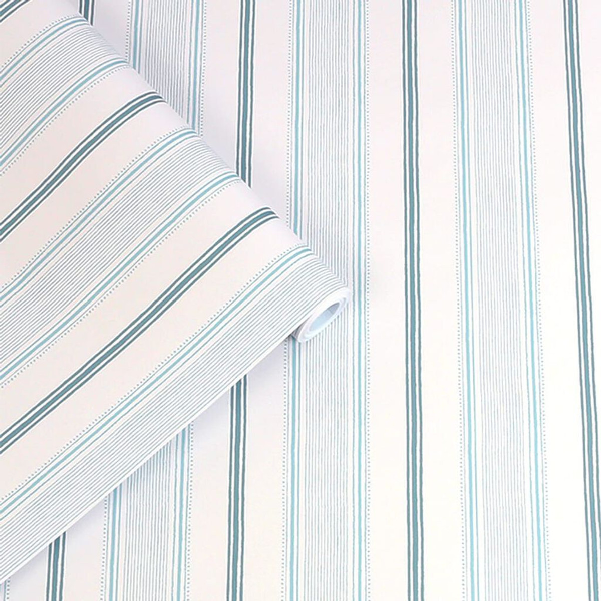 laura ashley heacham stripe seaspray wallpaper